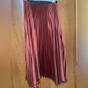 Zara Asymmetrical Burgundy Pleated maxi Skirt Size S
